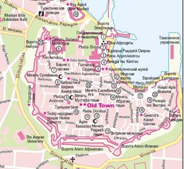 Карта города родос с отелями