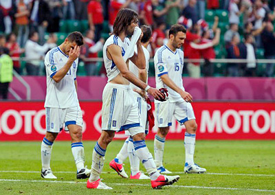 Греческим футболистам не стыдно за свою игру в проигрышном матче 1/4 финала Евро-2012 с немцами 